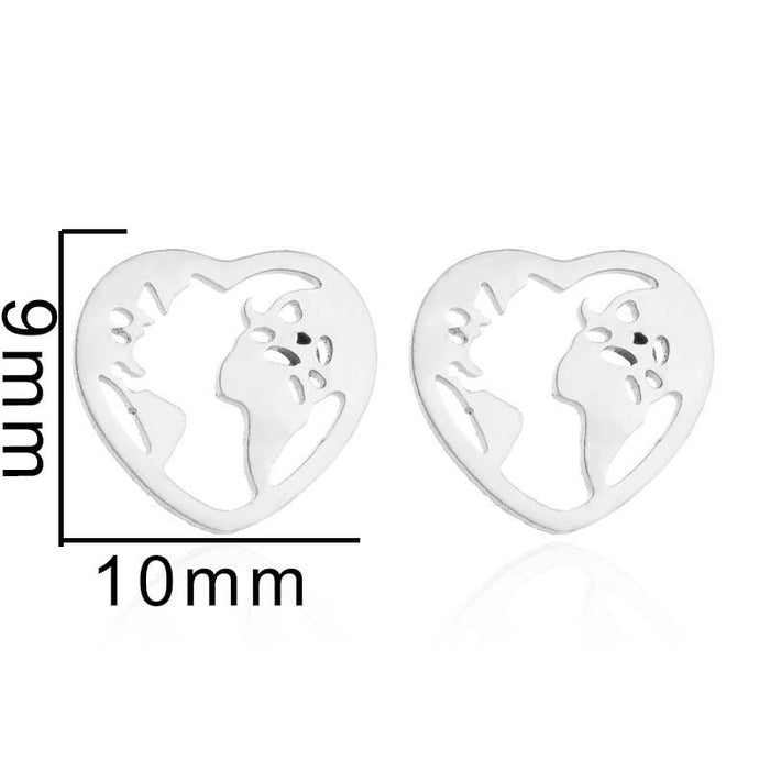 Map Design Stainless Steel Stud Earrings - Perfect Travel Souvenir Jewelry