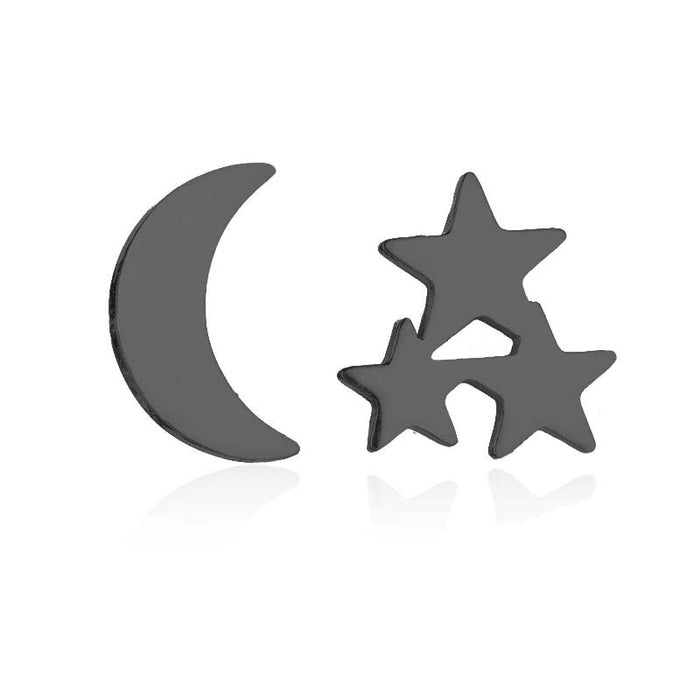 Black star and moon earrings, cross-border new stainless steel simple star and moon earrings personalized accessories wholesale