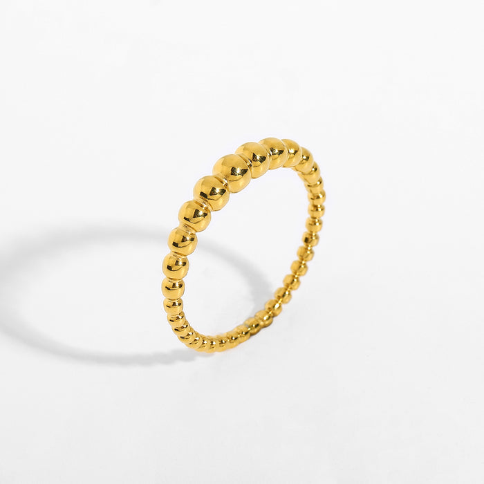 18K Gold Stainless Steel Serpent-Style Ring with Hammered Texture