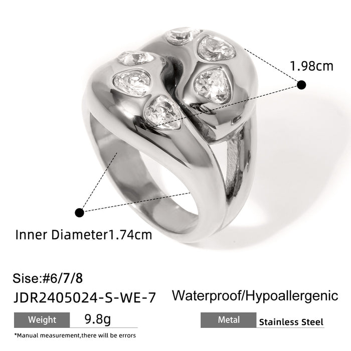 Exquisite 18K Gold Plated Stainless Steel Ring with Wavy Design