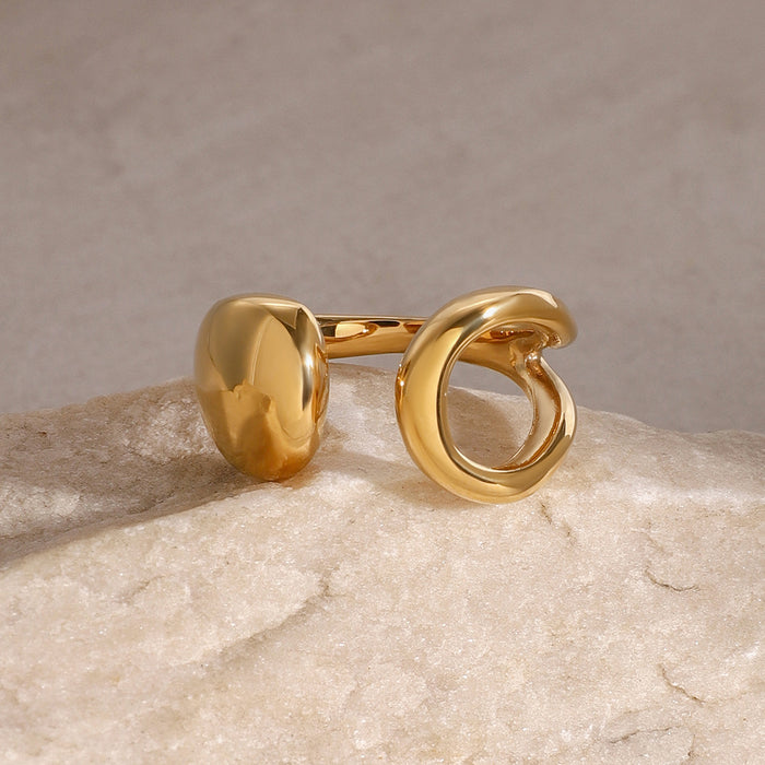 Stainless steel 18k gold open hollow ring