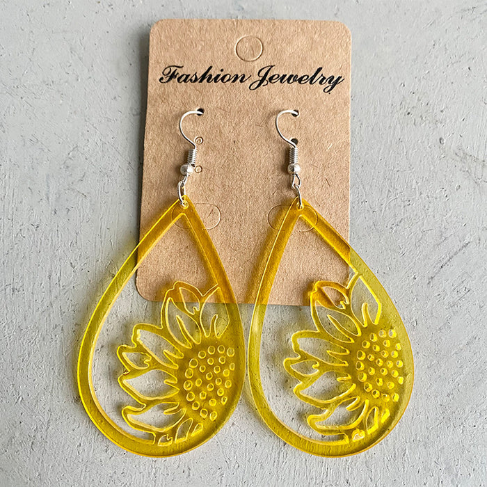 Green Sunflower Acrylic Earrings