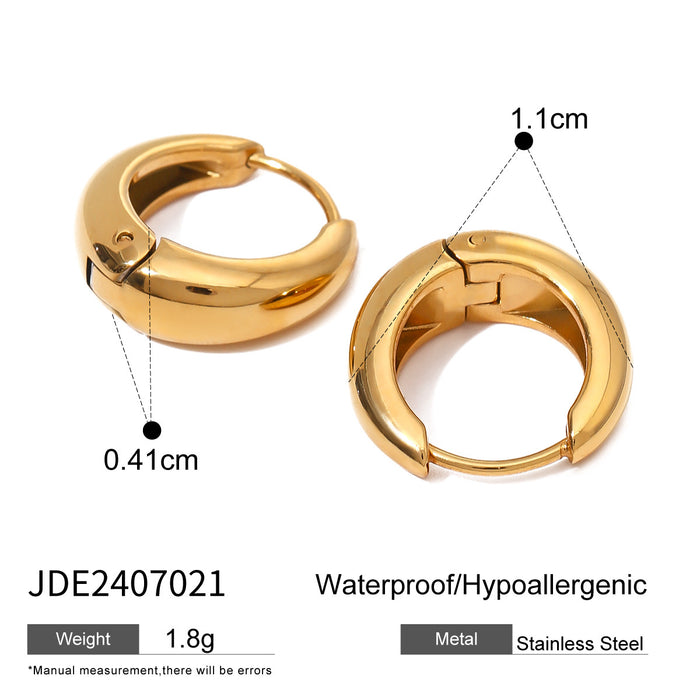 Stainless steel hoop earrings, 18K gold titanium steel earrings