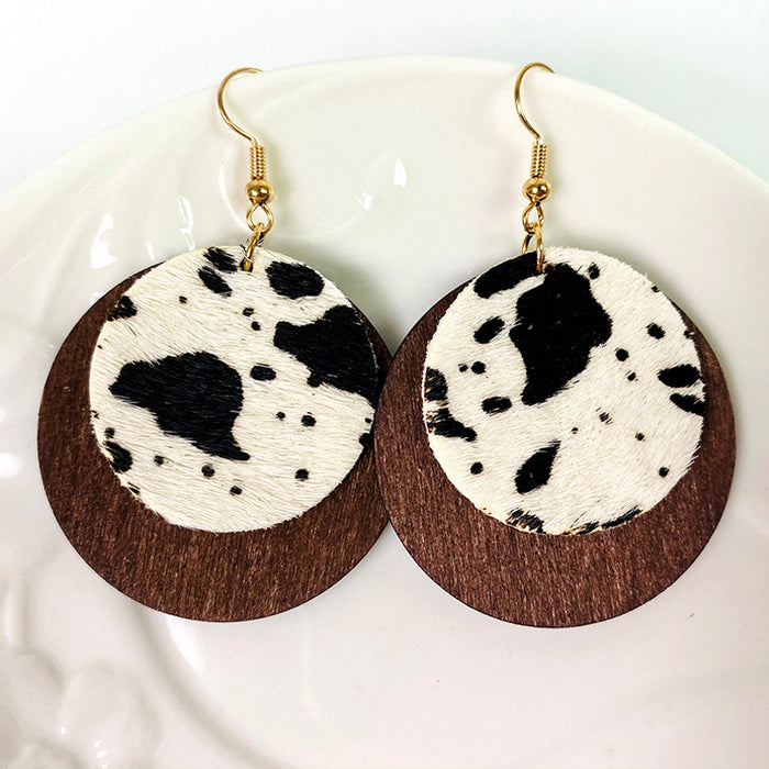 Wooden leopard print earrings