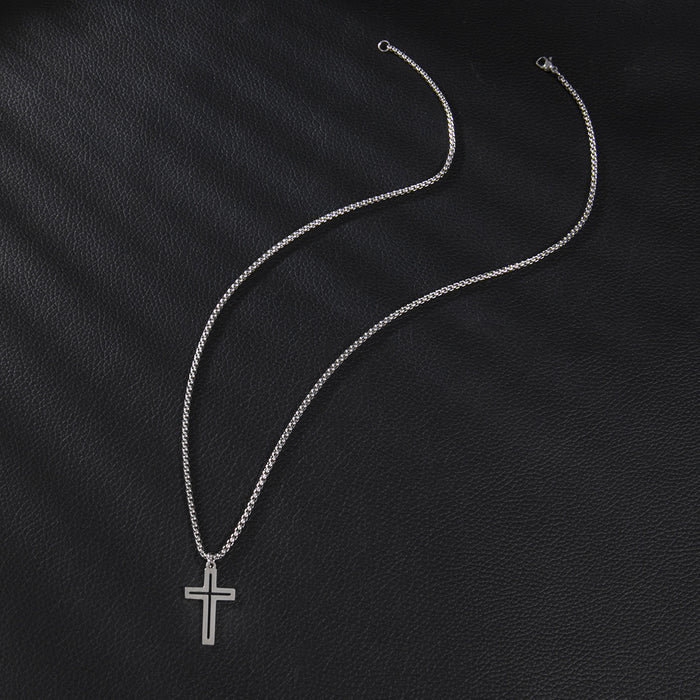 Cross pendant necklace, foreign trade stainless steel men's hip-hop clothing accessories jewelry cross-border wholesale