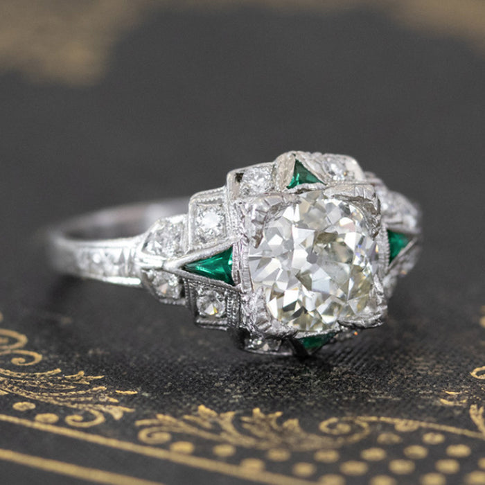 Vintage Emerald Zirconia Ring Wedding Anniversary Jewelry