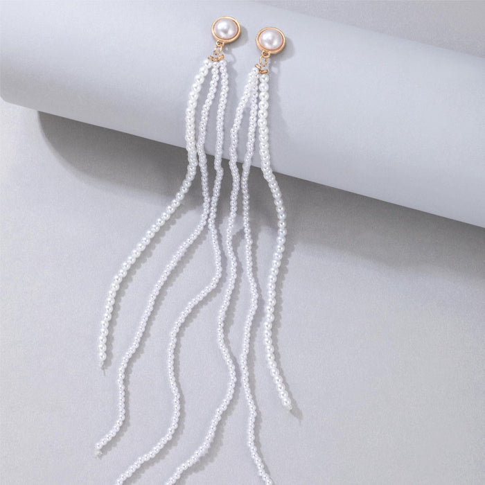 Imitation pearl tassel earrings niche light luxury earrings