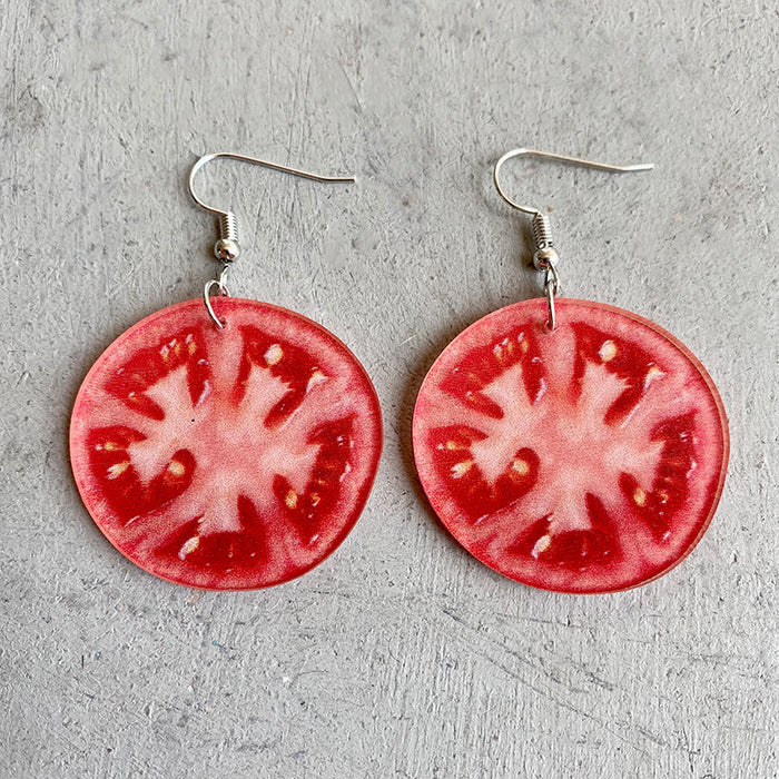 Trendy Vegetable Earrings with Broccoli, Cucumber, and Tomato Designs