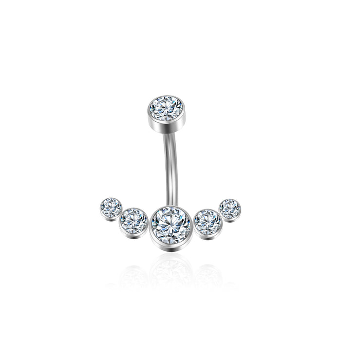 Stainless steel diamond inner tooth belly button ring 5 diamond belly button nail