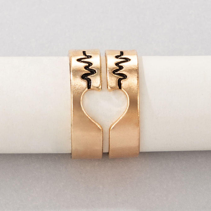 Love Couple Geometric Letter Ring Set