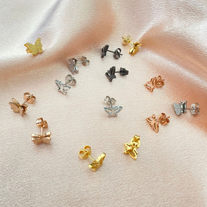 Butterfly Hollow Stainless Steel Stud Earrings - Elegant and Luxurious Jewelry