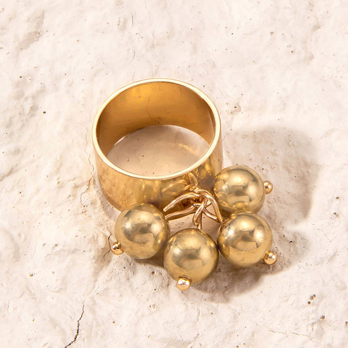 French retro gold geometric sphere creative simple single versatile ring