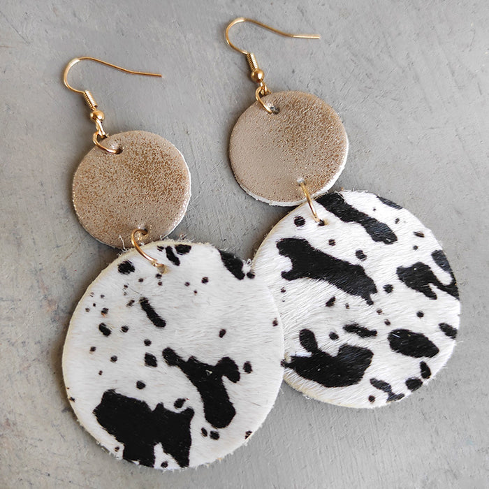 Leopard and Cow Print Leather Earrings with Western Style