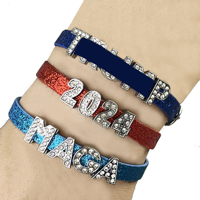 Patriotic Bracelet with Blue and Red Bands for 2024 Supporters