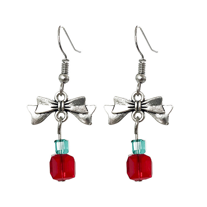 Christmas Crystal Earrings with Snowman, Mistletoe, and Wreath Designs