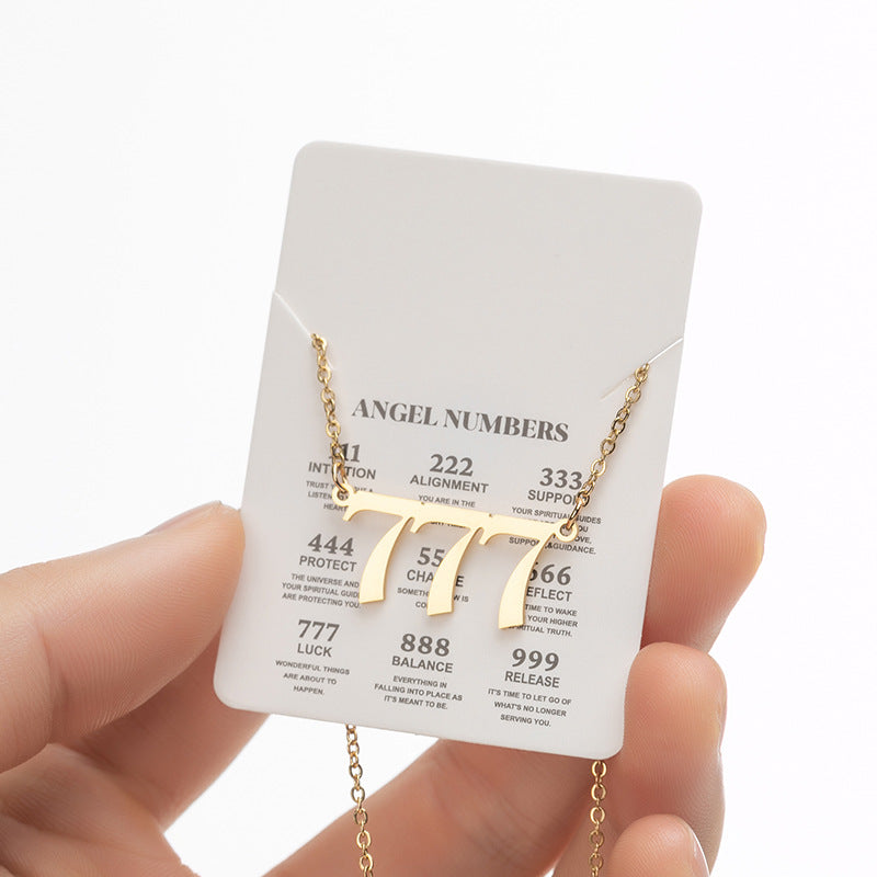 Angel Number Sweater Chain, Vintage 000-999 Stainless Steel Pendant Necklace Wholesale - wallojewerly 