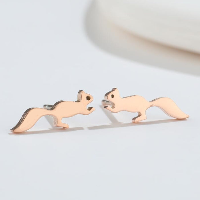 Pendientes de acero inoxidable con forma de ardilla: joyas divertidas y divertidas con forma de animal