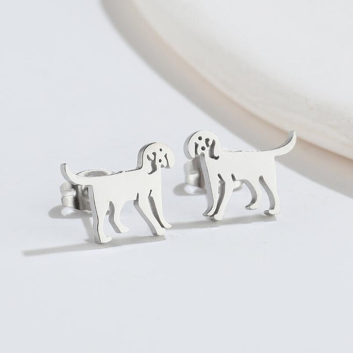 Dog Stainless Steel Stud Earrings - Simple and Cute Animal Jewelry