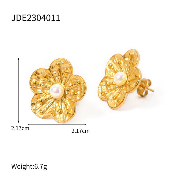 Designer 18K Gold Stainless Steel Gold-Silver Daisy Earrings - Floral Series Jewelry