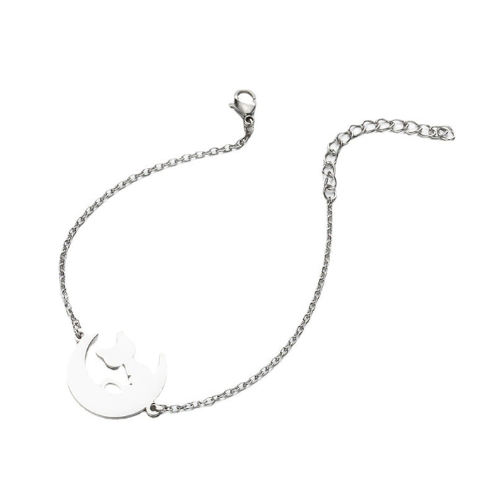 Moon cat pendant bracelet, Korean cold style small animal jewelry wholesale