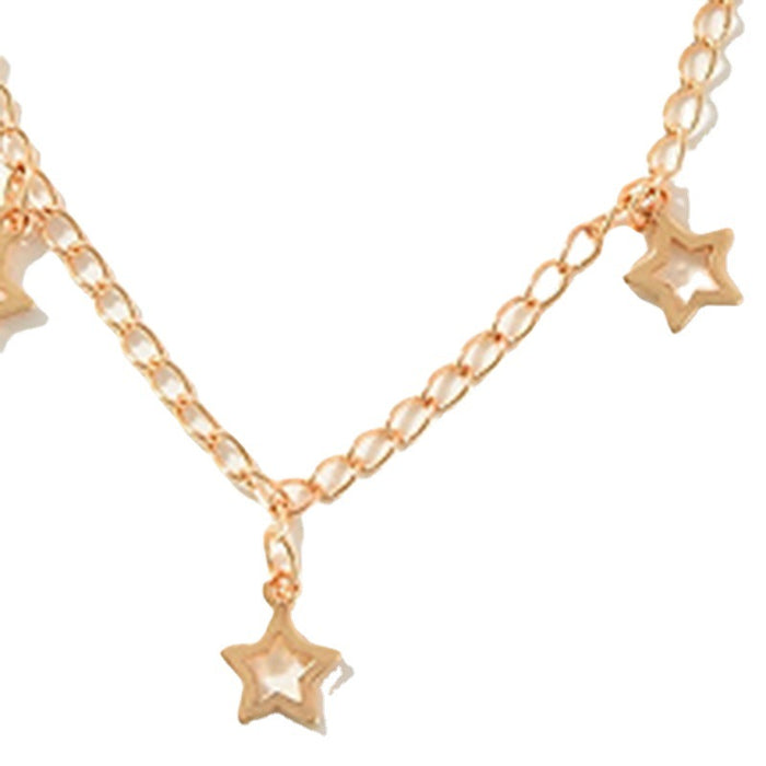 Double Layered Chain Necklace with Pearl and Star Pendants - Stylish Everyday Accessory