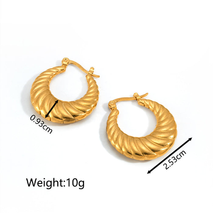 Geometric French retro stainless steel 18K gold women's earrings simple trend earrings