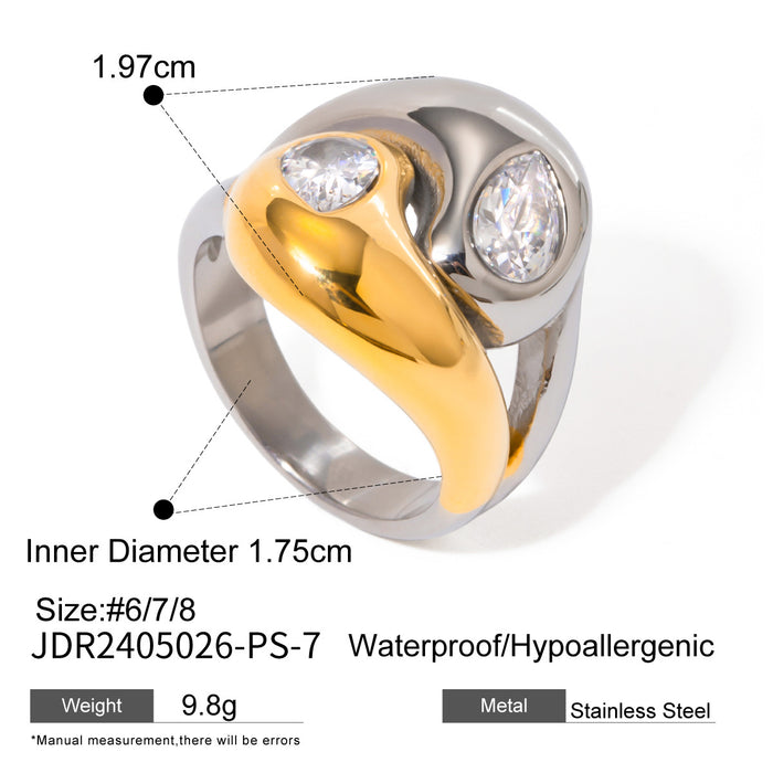 Stainless steel flower plain ring ring exaggerated design