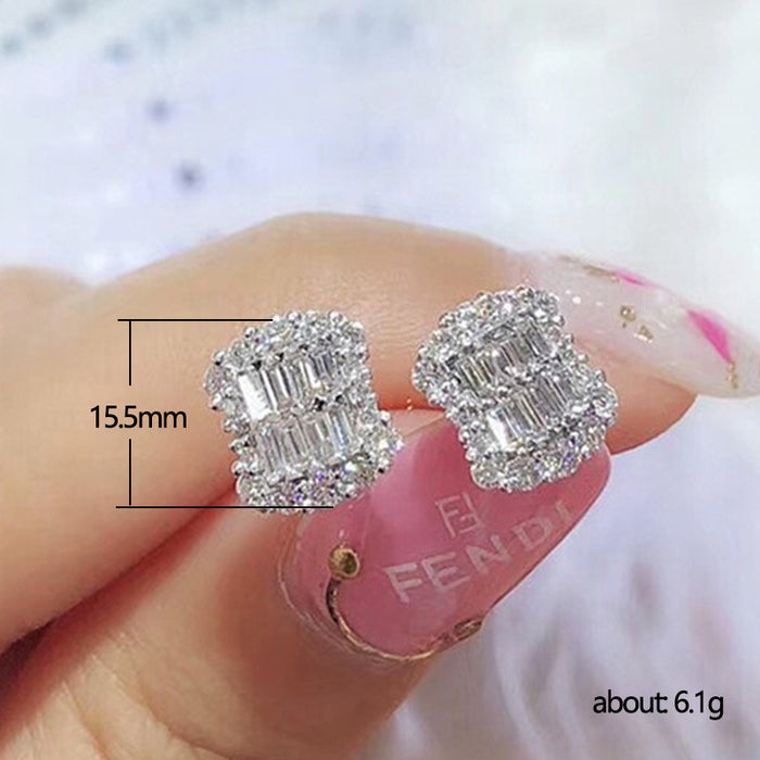 Square crystal earrings zircon earrings wholesale