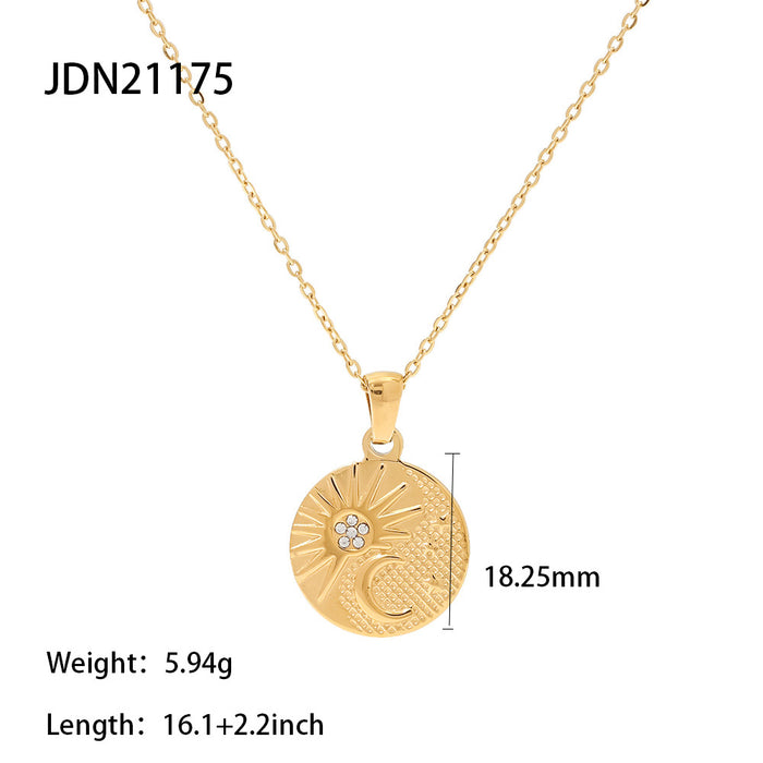 French Vintage Titanium Steel Heart Necklace - Stainless Steel Zircon Heart Pendant Jewelry for Women