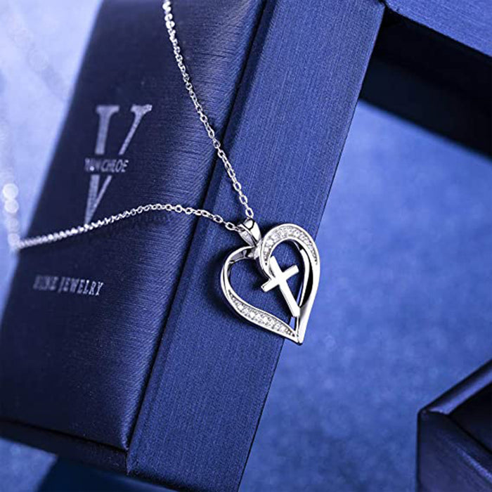 Cross necklace for women, love heart, luxury design, pendant necklace