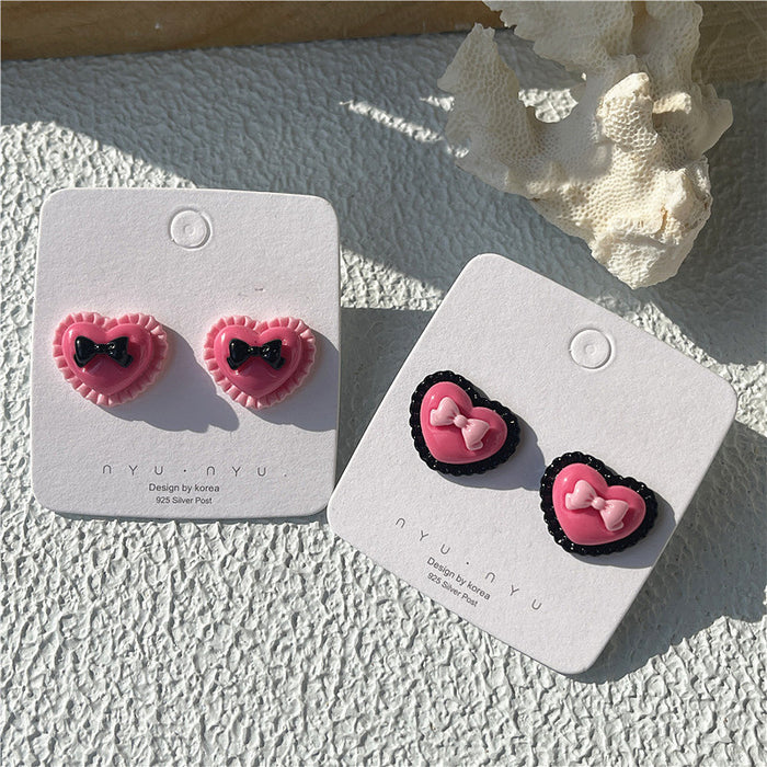 Barbie pink contrast earrings cool style personality 925 silver earrings