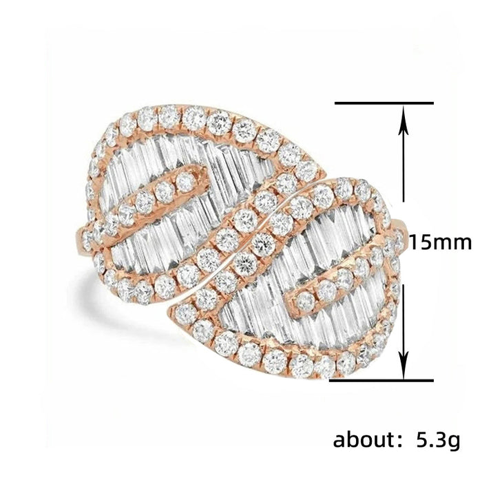 Rose gold women's leaf ring luxury temperament