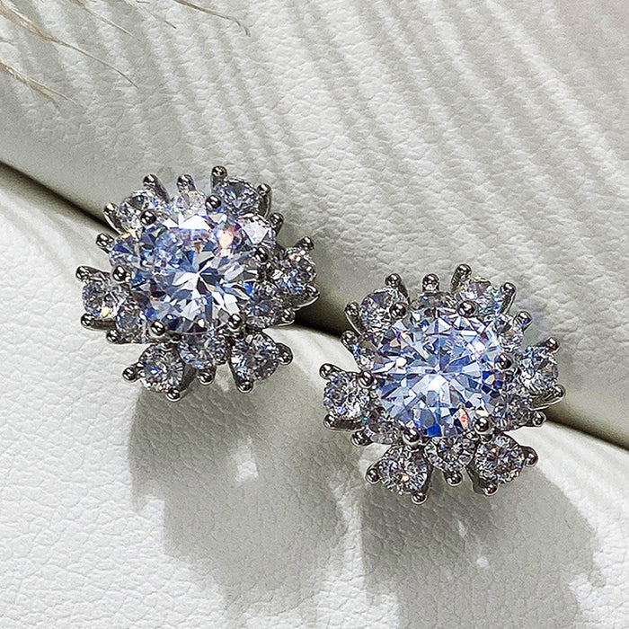 Diamond flower earrings