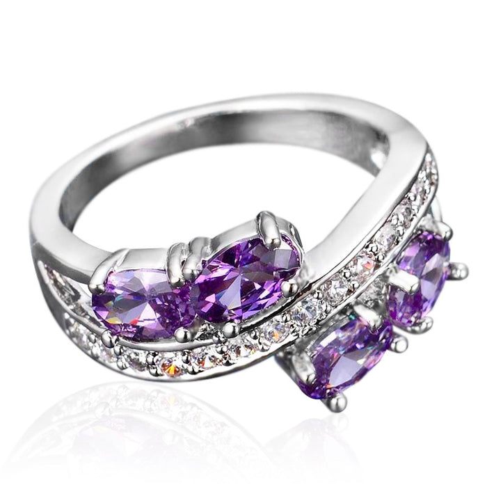 Purple zircon ring light luxury aristocratic temperament accessories