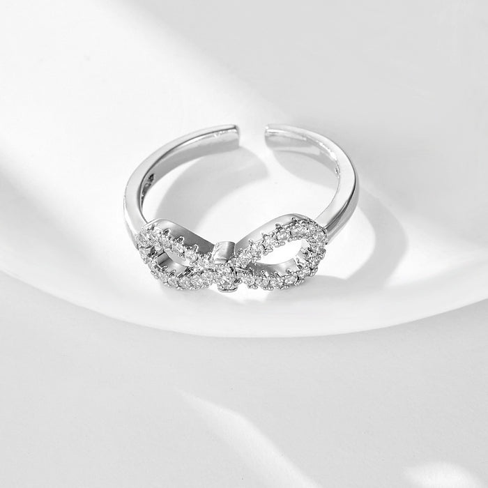Wholesale copper micro-set zircon bow infinity love ring