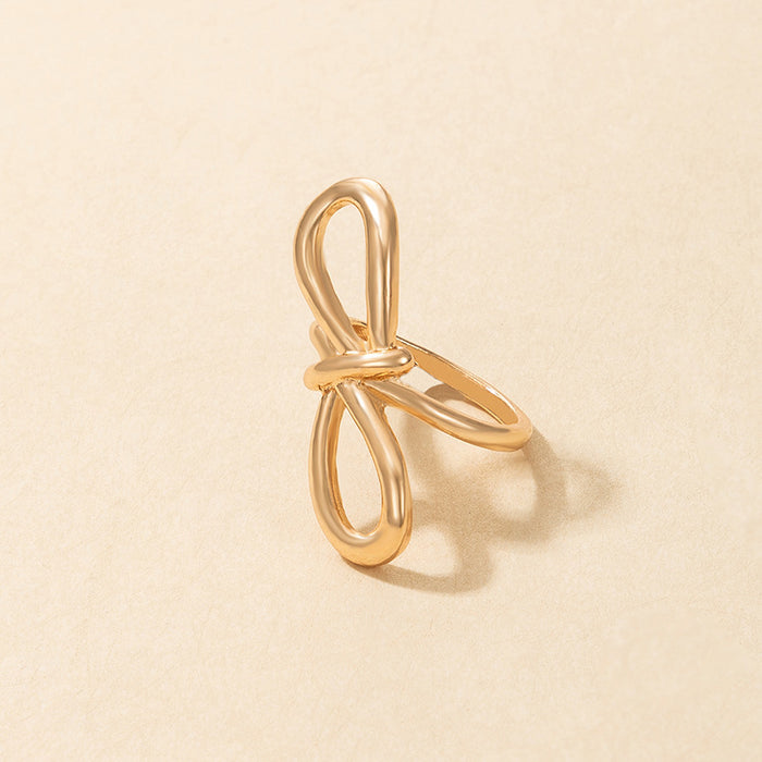 Minimalist Geometric Bow Knot Ring - Fashionable Simple Line Rings for Women