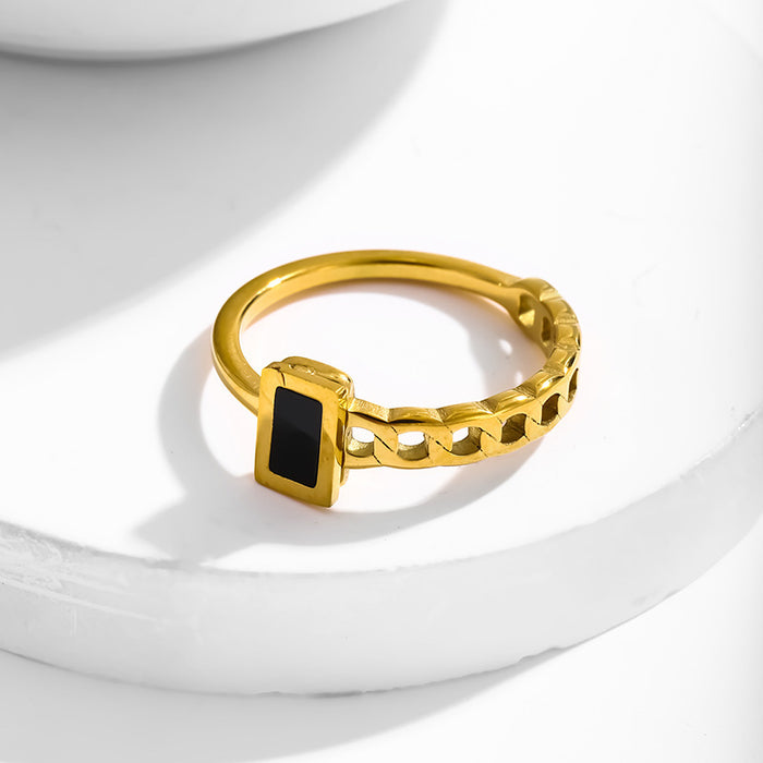Wholesale non-fading stainless steel and titanium steel black square chain rings