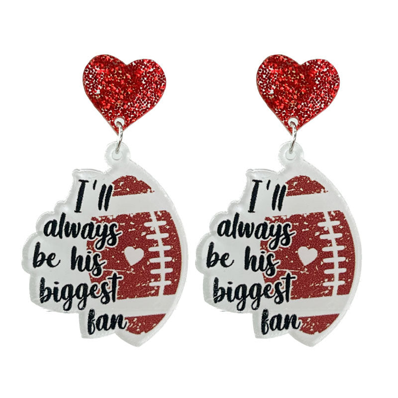 Acrylic Baseball Heart Earrings - wallojewerly 