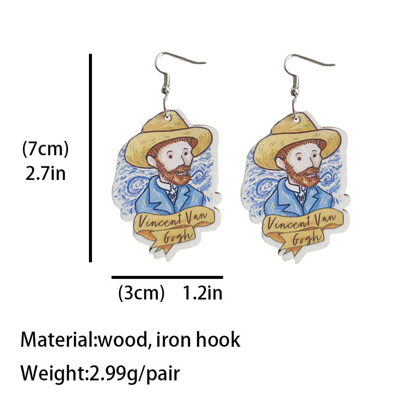 Wooden scientist earrings