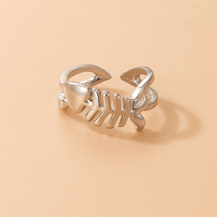 Love letter LOVE fishbone animal geometric ring