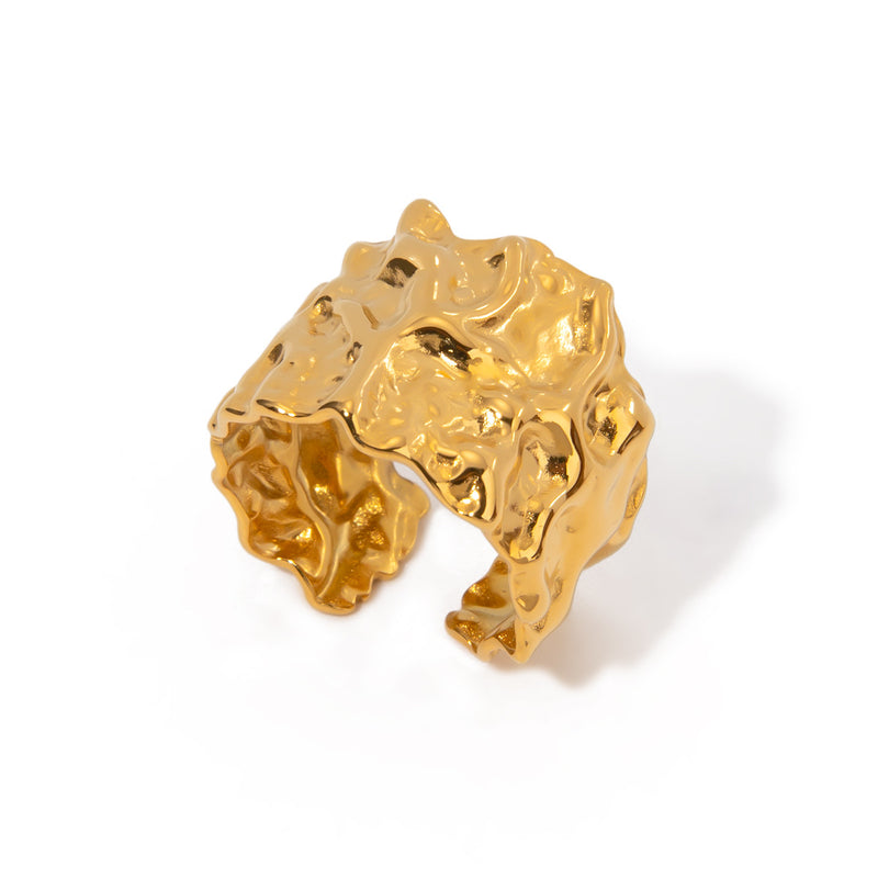 18k gold stainless steel exaggerated open ring