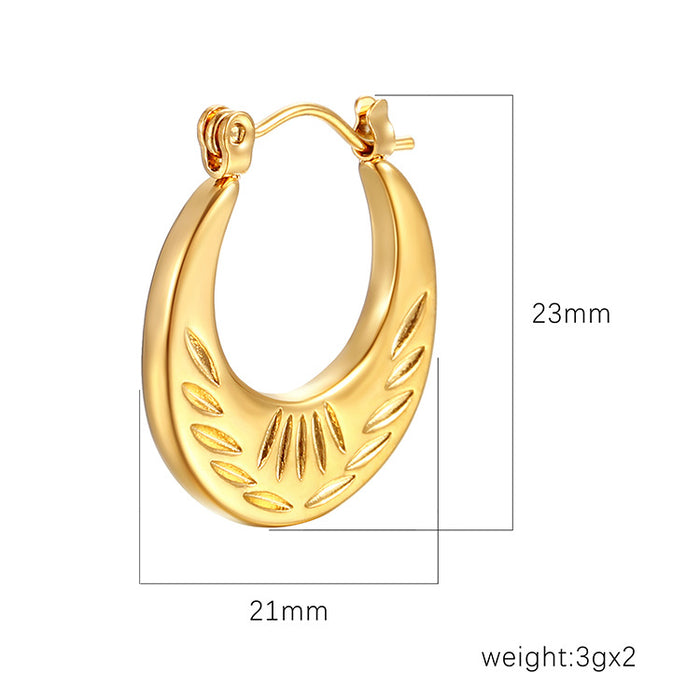 French round earrings, simple and luxurious, 18K gold-plated earrings