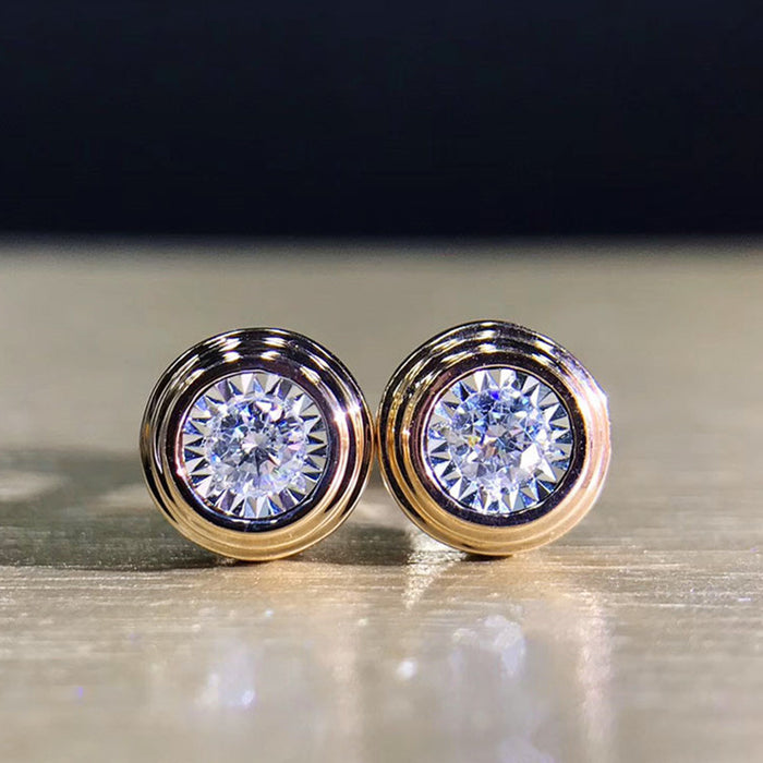 Screw pattern inlaid zircon earrings for men and women couples earrings