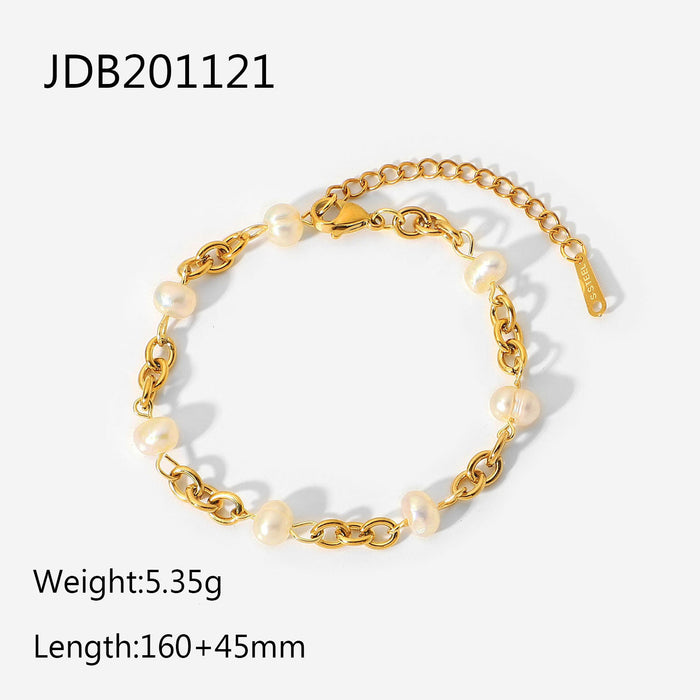 Stainless Steel Gold Pearl Bracelet Metal Chain Titanium Steel Jewelry