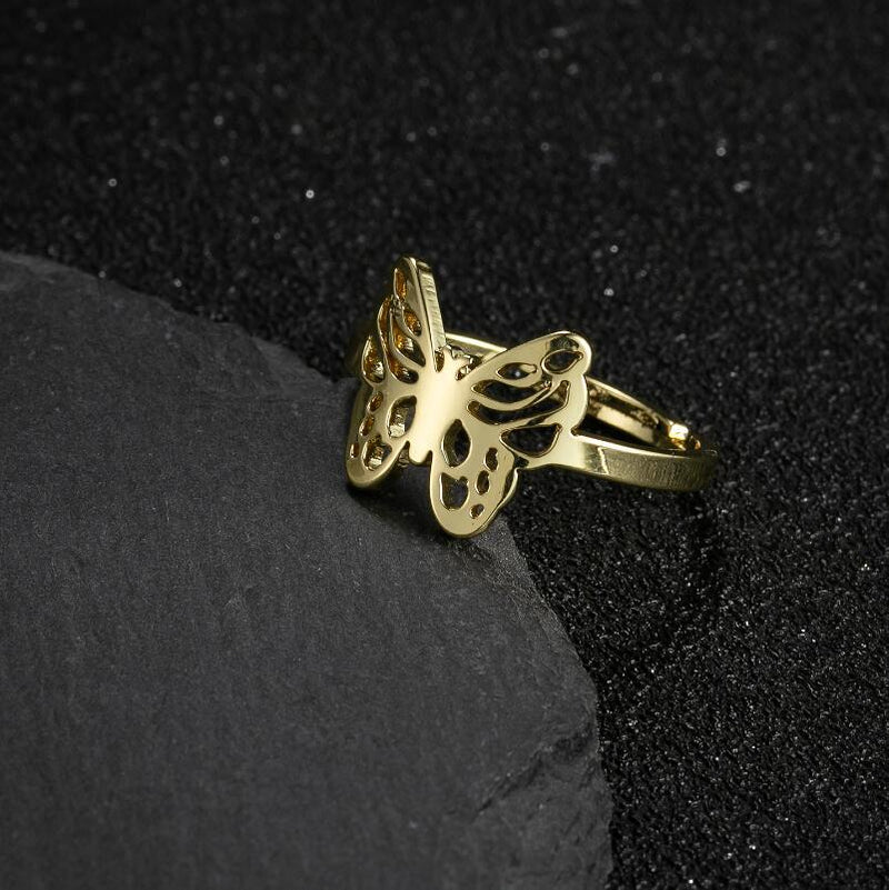 Anillo de árbol de la vida con forma de mariposa, venta al por mayor de anillos de animales pequeños japoneses y coreanos para gatos