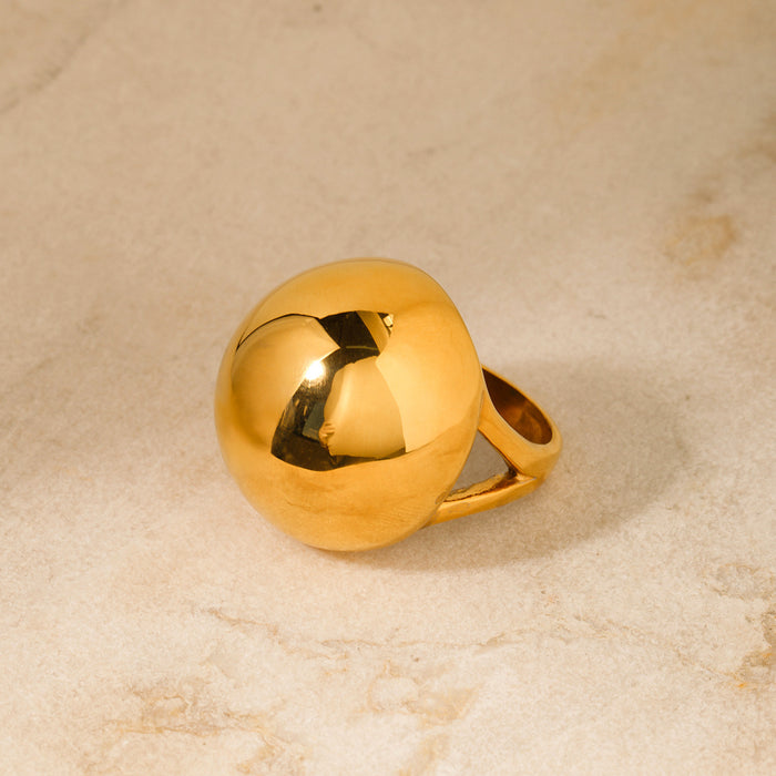 Anillo de acero inoxidable chapado en oro de 18 quilates de doble capa: estilo minimalista