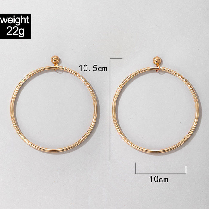 Gold Large Circle Alloy Geometric Temperament Earrings