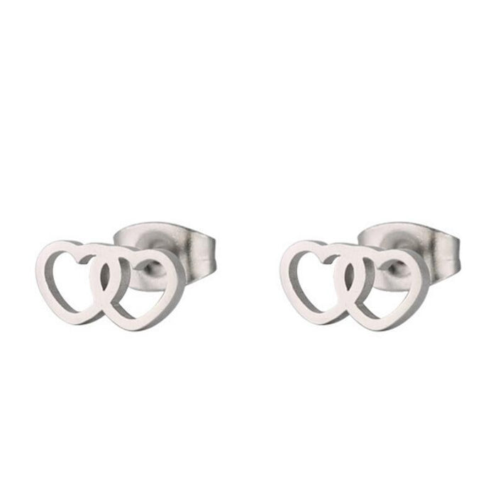 Geometric Heart Stainless Steel Stud Earrings - Simple and Stylish Jewelry