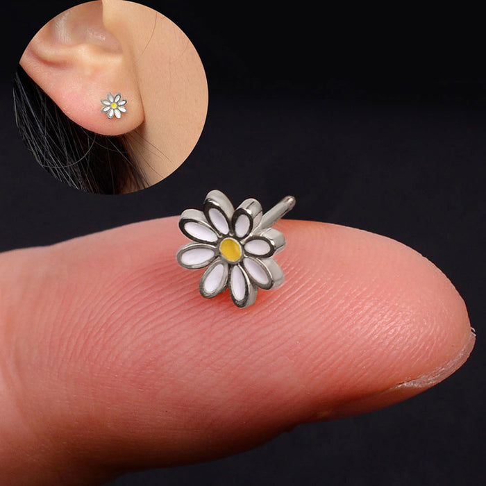 Daisy flower earrings summer personality sunflower ear bone studs