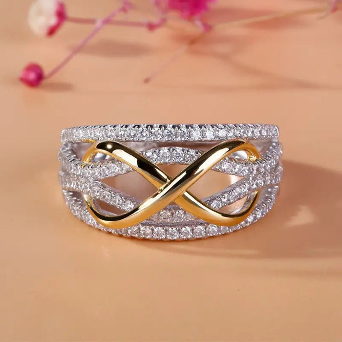 Hollow 8-shaped ring fashionable contrast color infinite love character index finger ring